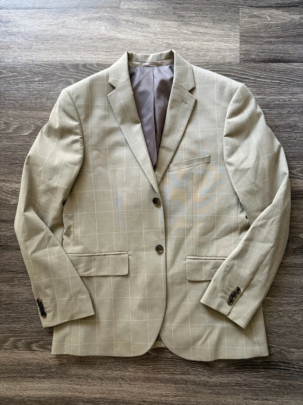 H&M MEN’S TAN SLIM FIT SINGLE-BREASTED JACKET